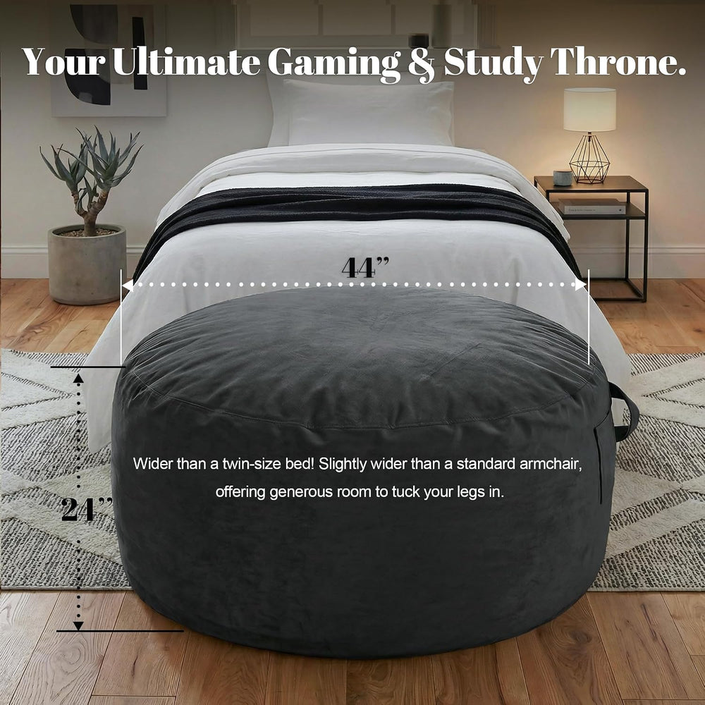 Codi 4 FT Bean Bag Chairs for Adults, Large Beanbag with Filler, Grey | Premi...