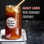 Canning Labels Dissolvable Stickers for Mason Jars and More (2" Round 200/roll) Canning Supplies Washes Off in Seconds Like Magic - Jar Labels Homemade Jam, Jelly, and More (Coral)