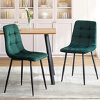 Velvet Dining Chairs Set of 4 - Green Dining Room Chairs with Metal Legs Ideal for Kitchen, Dining Room - Kitchen Chairs Set for 4