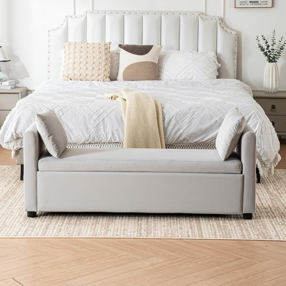 Storage Bench for Bedroom, 55" End of Bed Bench for King Size Bed, Moder...