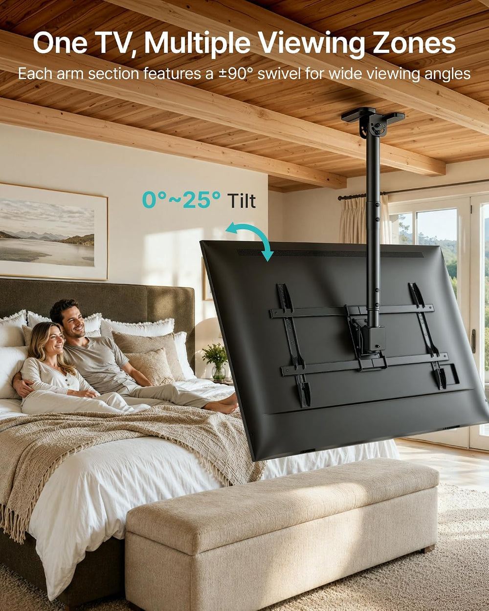PEGZONE Ceiling TV Mount for 43-86 Inch TVs, 19.1"-36.4" Height Adj...
