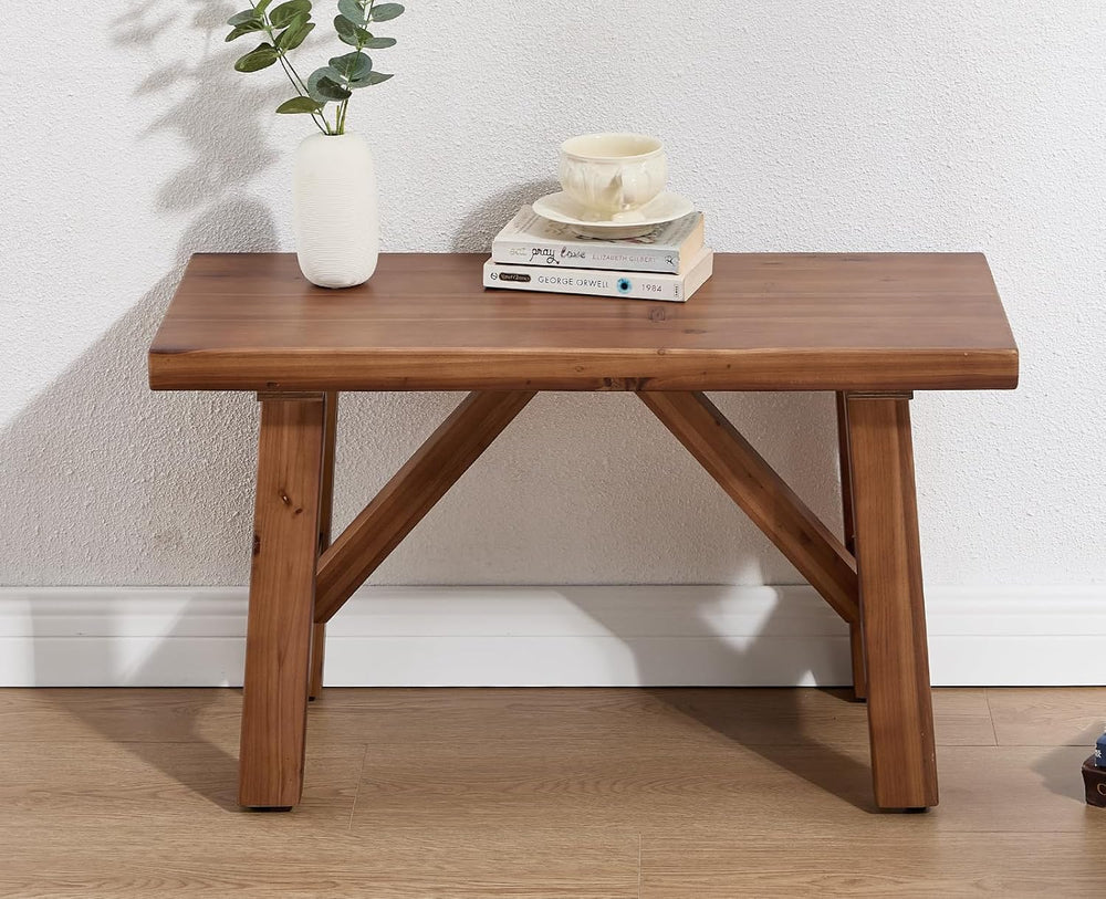 chairus Farmhouse Solid Wood Bench, 30" Entryway Bench Seat Rustic Narro...