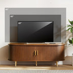 DHH 55 Inch Mid Century Modern TV Stand with Power Outlet for TVs up to 60 Inch, Entertainment Center with Storage and Adjustable Shelves, Media Console with Sliding Doors for Living Room(Walnut)