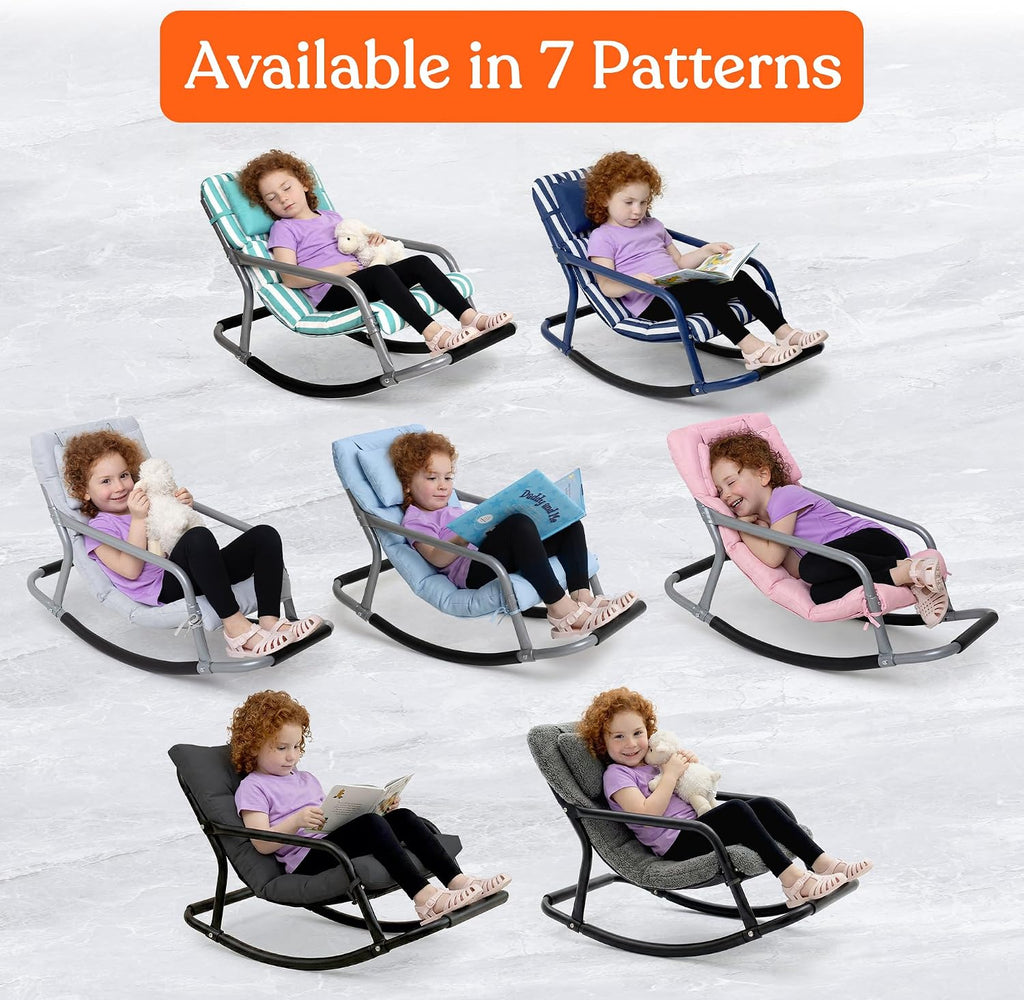 Special Supplies Sensory Tufted Rocking Chair for Kids - Comfortable Kids Rocker- Versatile Floor Chair with Soft Fabric and Stability for Playroom, Bedroom, or Nursery (Ages 3+) - Charcoal
