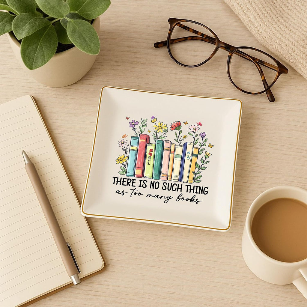 Book Lovers Gifts for Women – Floral Books 4" Jewelry Dish – Bookish Gift for Readers, Librarian, Bookworm, Teacher, Mom, Sister, Friend – Library Gifts, Book Gift for Birthday, Mother Day, Graduation