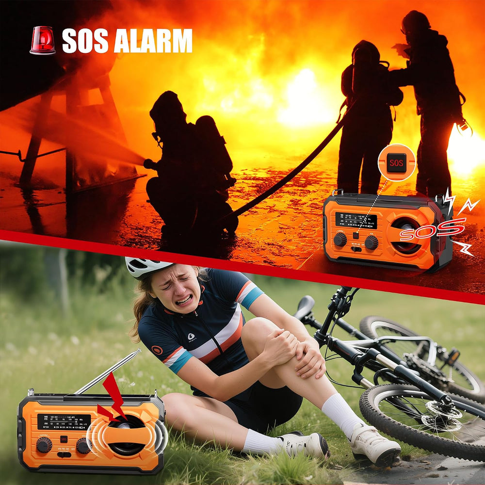 Hand Crank Emergency Radio 10000mAh Weather Radio with AM/FM/NOAA, Orange