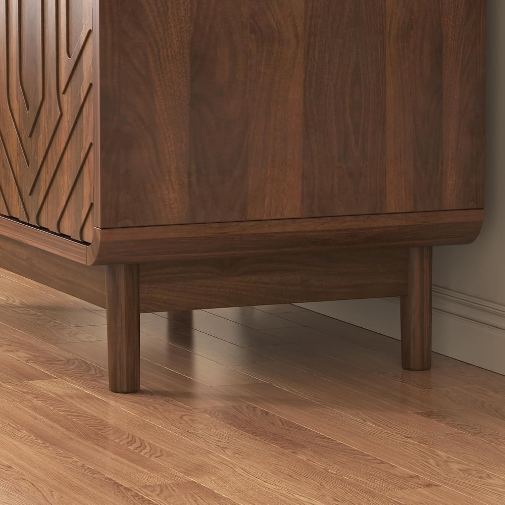 Modern Sideboard Buffet Cabinet with Storage, Carved 4-Door Accent Cabinet wi...