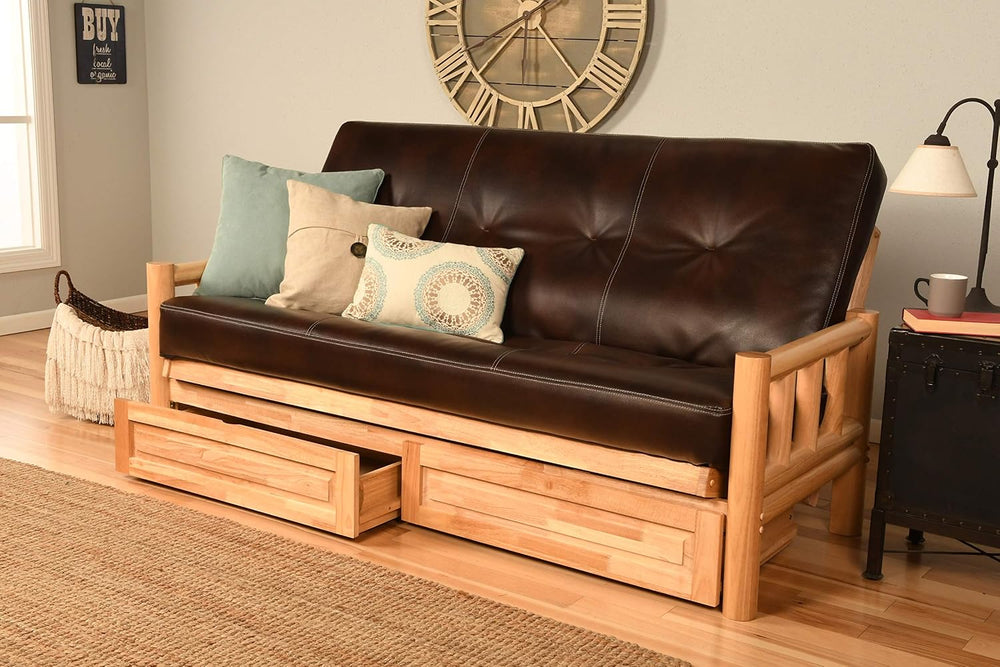 Kodiak Furniture Cabin Lodge Log Futon Frame, Drawers w/up North Premium 8&qu...