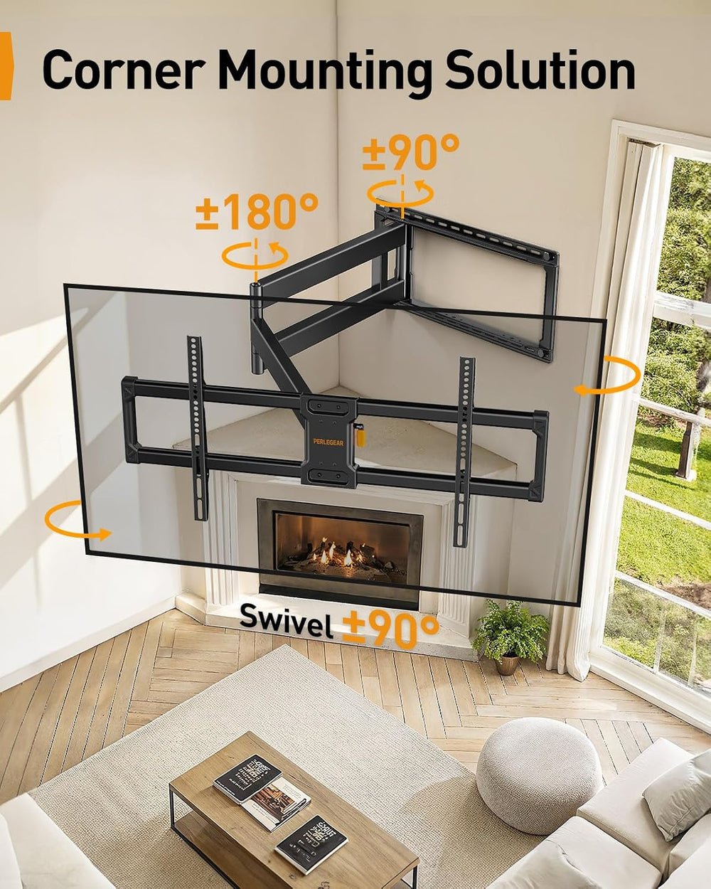 Perlegear Long Arm Full Motion TV Wall Mount for 42–97 Inch TVs up to 150 lbs...