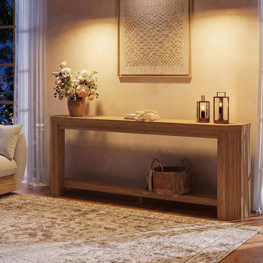 70" Console Table for Entryway, Narrow Long Sofa Table Behind Couch, Woo...