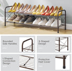 Hoctieon 2 Tier Shoe Rack for Closet, Shoe Rack FreeStanding, Entryway Shoe Shelf, Shoe Storage Organizer, Durable Mesh Style Shoe Rack, Space Save For Garage, Bedroom, Living Room, Wardrobe, Brown