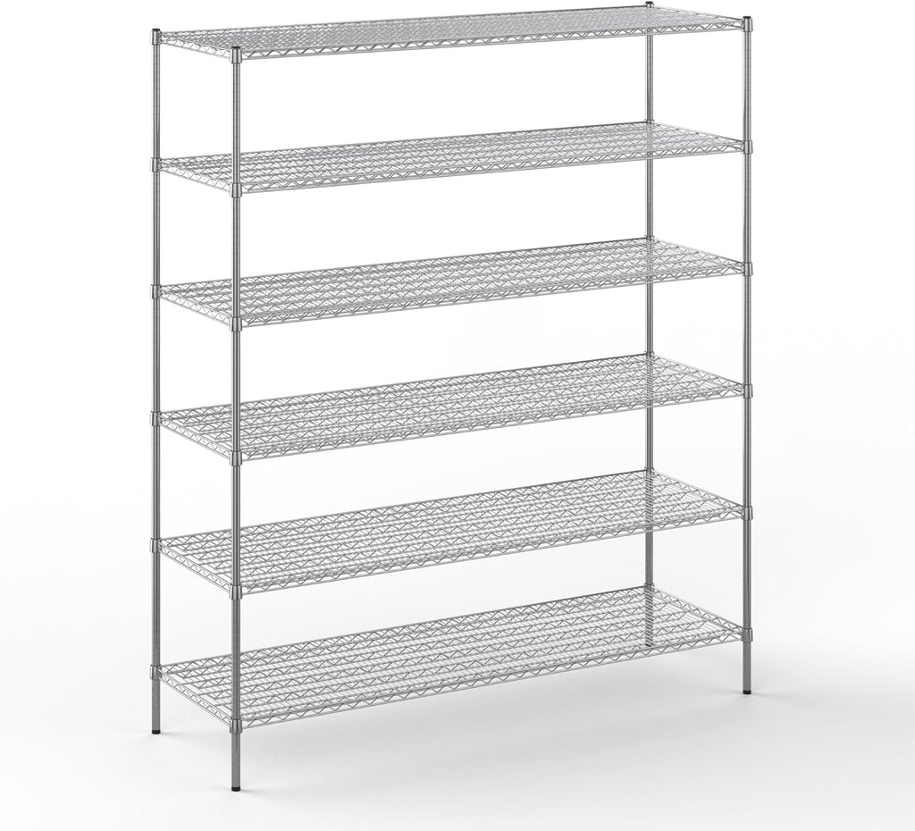 24" Deep x 72" Wide x 86" Height Wire Shelving Kit | 6-Tier | NSF Commercial Storage Rack Unit