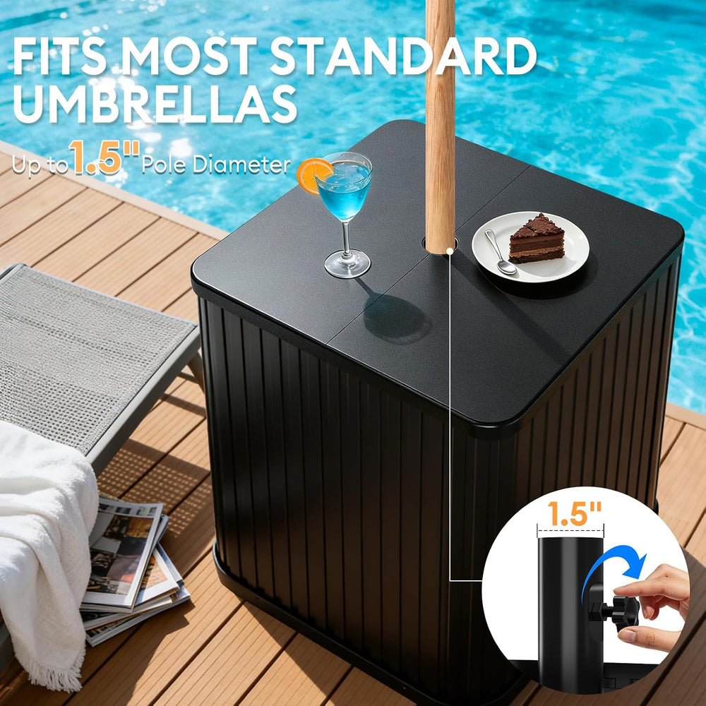 Umbrella Side Table- Outdoor Patio Table with Umbrella Hole | Umbrella Base H...