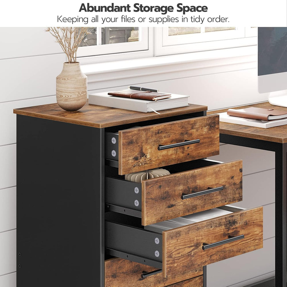 HOOBRO 7-Drawer File Cabinet, Wooden Office Cabinet with Drawers, Mobile Stor...