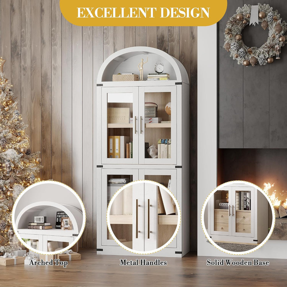 IDEALHOUSE Arched Kitchen Pantry Cabinet,71'' Wood Storage Cabinets B...