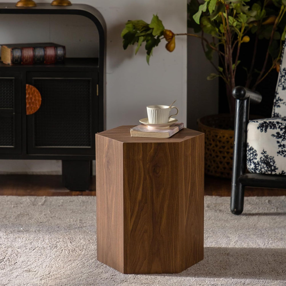 15.75'' Hexagon Side Table End Table for Living Room, Wood Grain, No ...