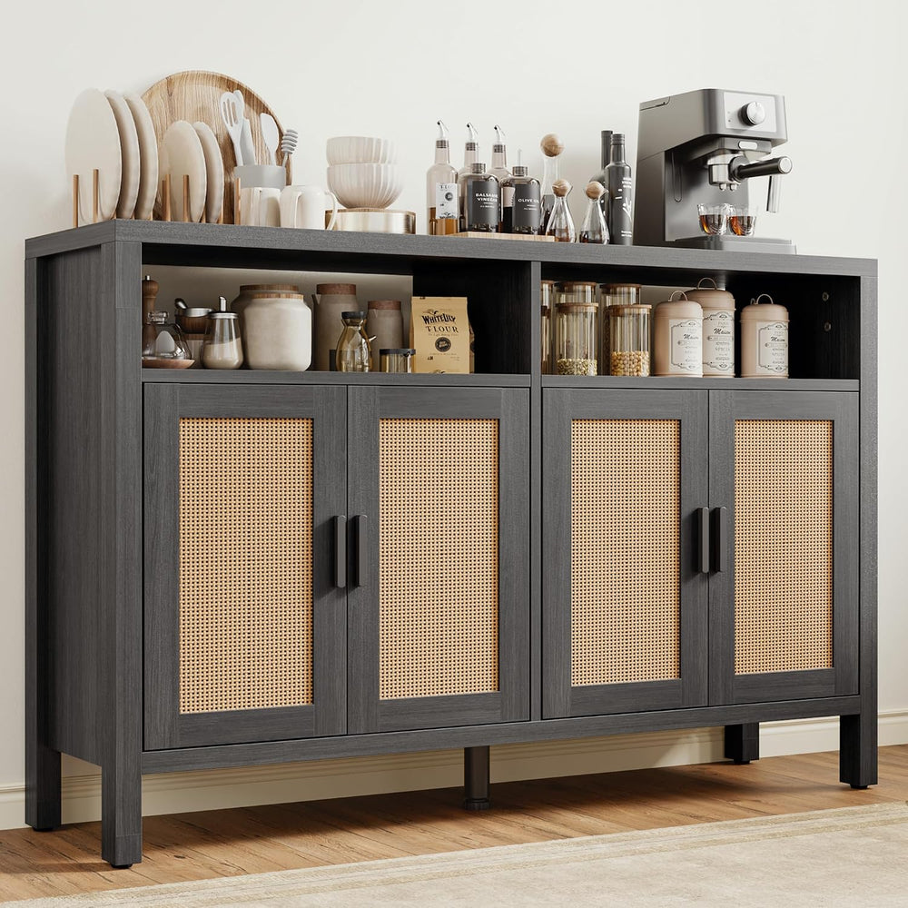 Mericonia Rattan Buffet Cabinet with Storage, Sideboard with Doors, Console T...