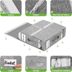 KEEGH Bed Sheet Organizers and Storage, 4 Pack Linen Closet Organizer for Bedding, Sheets Set Folder Organizer with Window& Zipper, Bedding Storage Organizer for Bedsheets, Duvet Cover - Light Grey