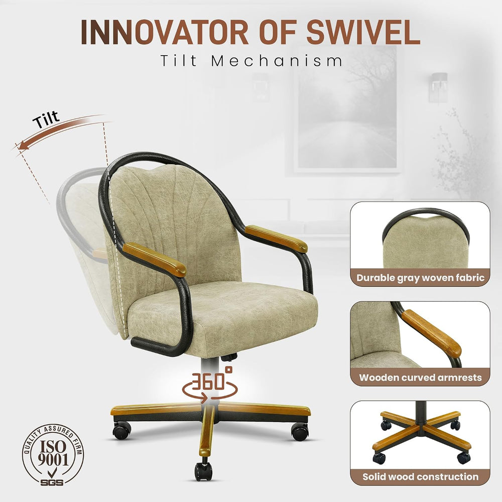 Chromcraft Medina Swivel-Tilt Caster Dining Chair - Chestnut - Stucco -2pc | ...