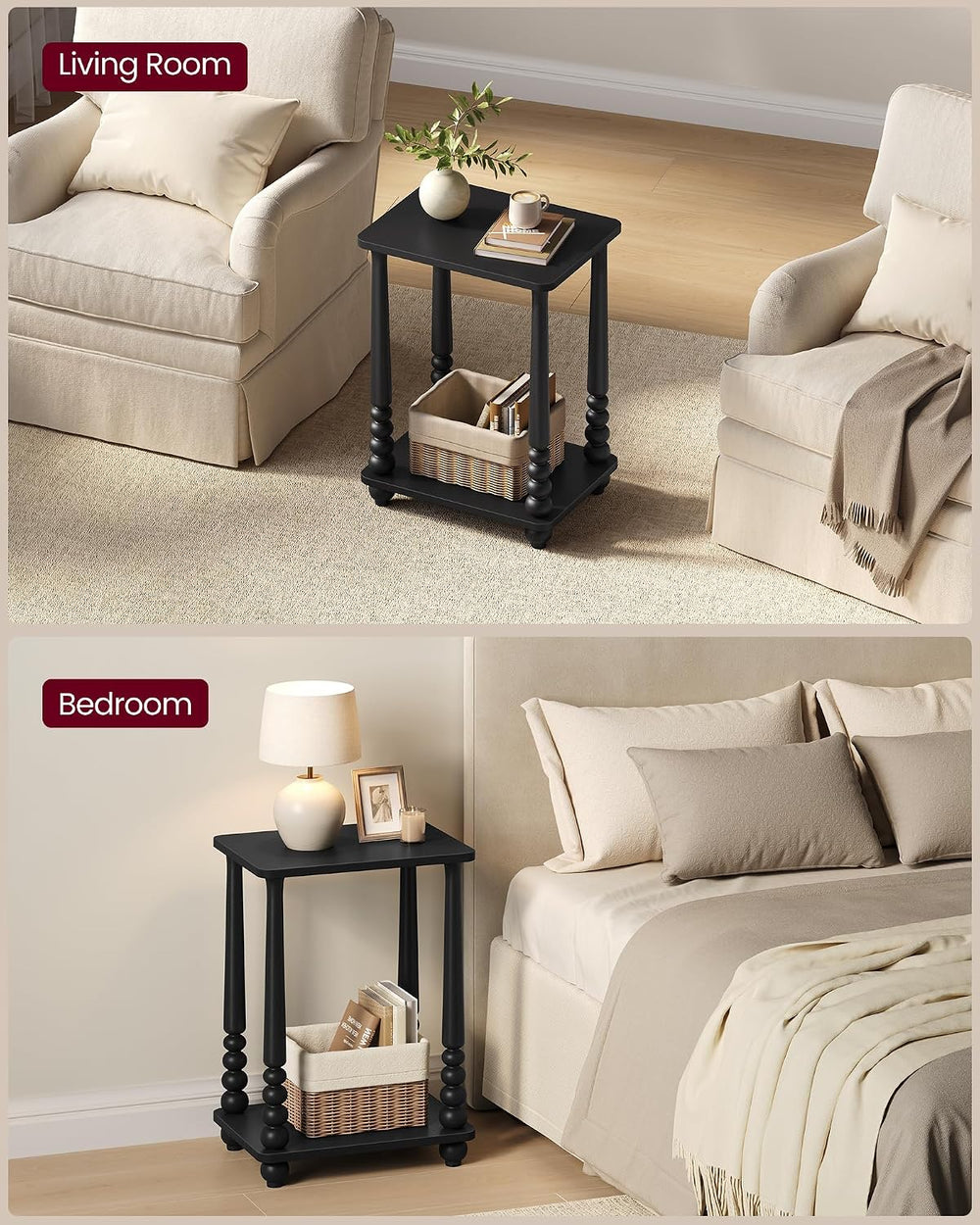 VASAGLE Side End Table, Accent Rectangular Nightstand for Small Spaces