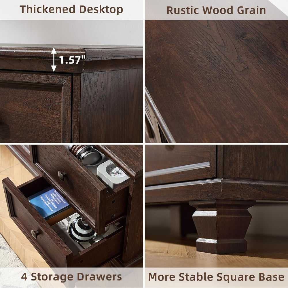 SAVOR LIFE Farmhouse TV Stands for Living Room, Walnut | Heavy-Duty Rustic En...