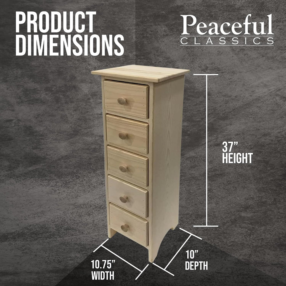 Peaceful Classics Skinny Drawers Cabinet - 5 Storage Drawers for Living Room,...