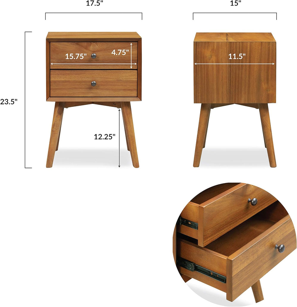 Poly & BARK Dorsey Nightstand - Mid-Century Modern Nightstand – Solid Woo...