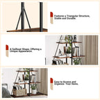 IDEALHOUSE 4-Tier A-Shaped Ladder Bookshelf, Industrial Metal Frame Storage Display Shelf, Tall Ladder Shelving Organizer with Black Iron & Retro Color Board for Living Room, Home Office