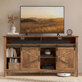 VASAGLE Tall Farmhouse TV Stand, Entertainment Center with Barn Doors, Storage Media Console Cabinet for Living Room, Bedroom, 58.3 x 15.7 x 31.9 Inch, Honey Brown, LIRY Collection ULTV031K101S