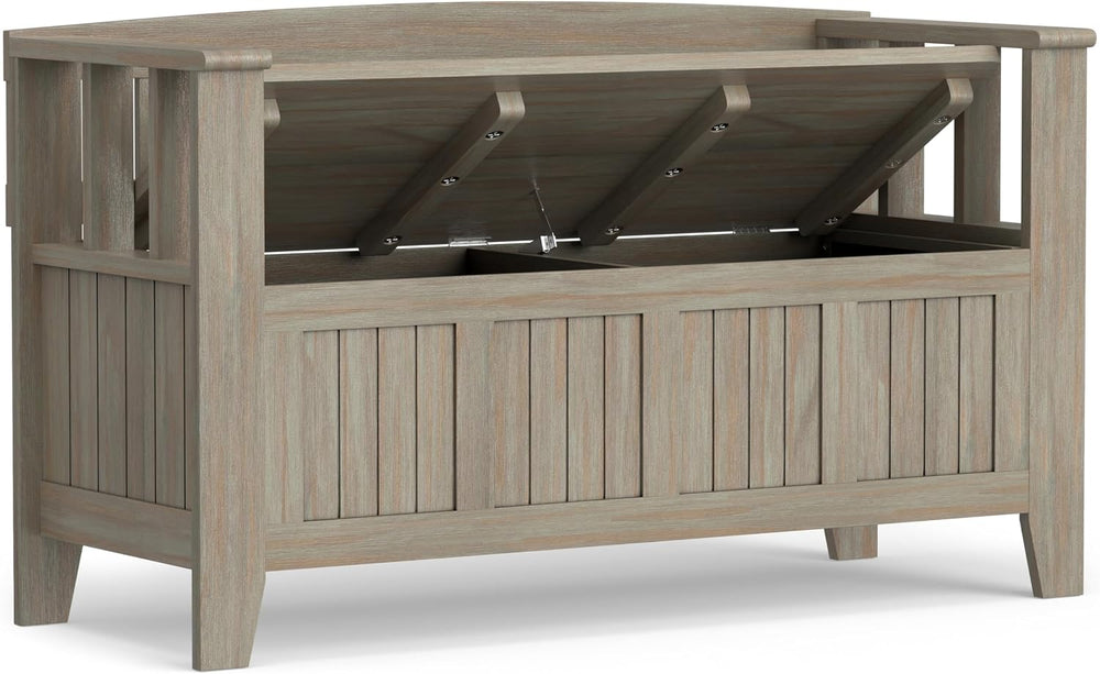 SIMPLIHOME Acadian Solid Wood 48 inch Wide Storage Bench that Seats 2 and 36 ...