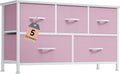 DWVO Dresser for Room with 5 Drawers - Fabric Storage Tower, Long Fabric Dresser, Organizer Unit for Closet, Hallway