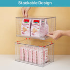 Vtopmart 4Pack Large Stackable Kitchen Pantry Storage Drawers, Clear Organizer Bins with Handles, Acrylic Drawer Organizers for Kitchen Pantry, Bathroom Undersink, Cabinet Organization and Storage