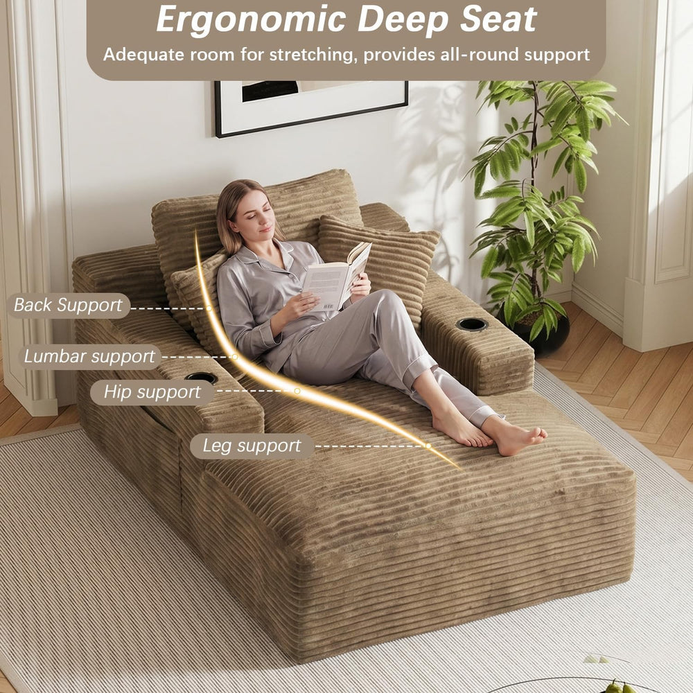 50"W x 76"D Oversized Chaise Lounge Chair Indoor Floor Reading Chai...
