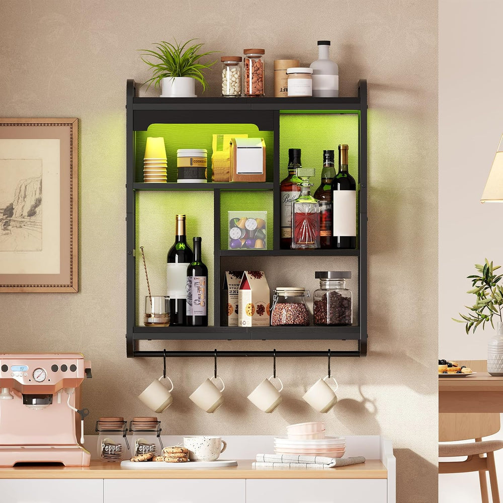 HOOBRO Gaming Floating Shelves for Wall, 26.4" LED Wall Shelf Display Rack