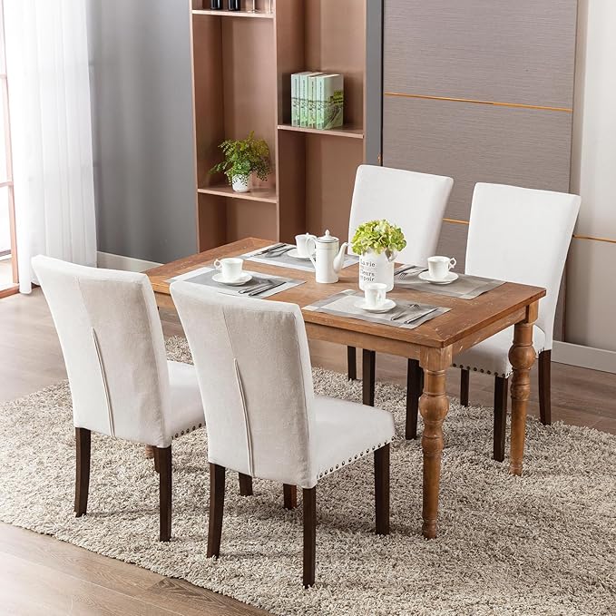 COLAMY Upholstered Parsons Dining Chairs Set of 4, Fabric Dining Room Kitchen...