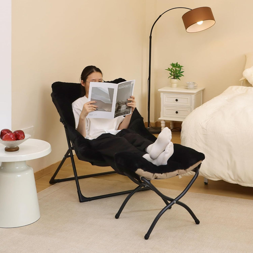 15"(H) Folding Ottoman, Foldable Footrest Stool, Portable Small Foot Sto...