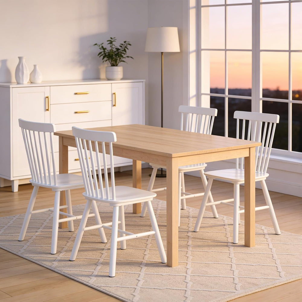 ClinQ Windsor Dining Chair Set of 4, Spindle Back Wooden Chairs for Kitchen a...
