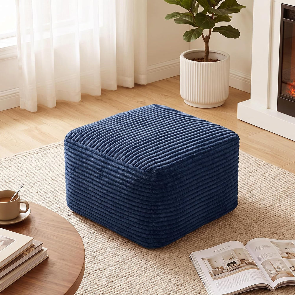 27.6" Floor Ottoman, Plush Corduroy Ottoman Foot Rest for Couch in a Box...