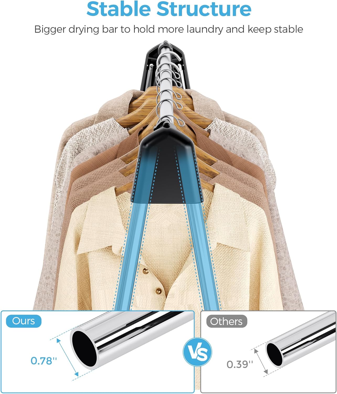APEXCHASER Clothes Drying Rack Foldable, Stainless Steel Laundry Drying Rack Collapsible, Clothes Hanger for Sweater Baby Clothes Towel for Indoor & Outdoor, Portable Clothes Airer for Travel