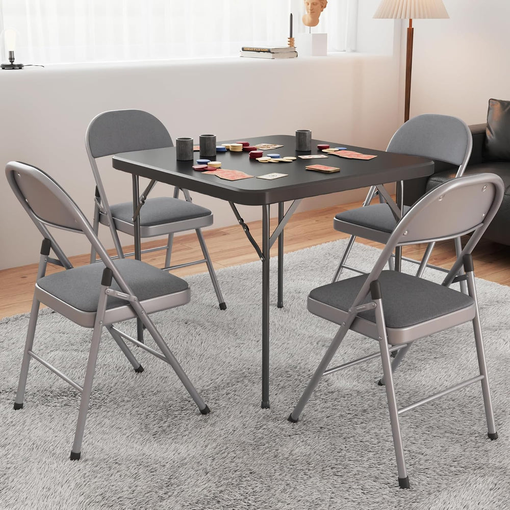VECELO 5 Piece Folding Card Table Square and Chairs Set, Collapsible Legs &am...