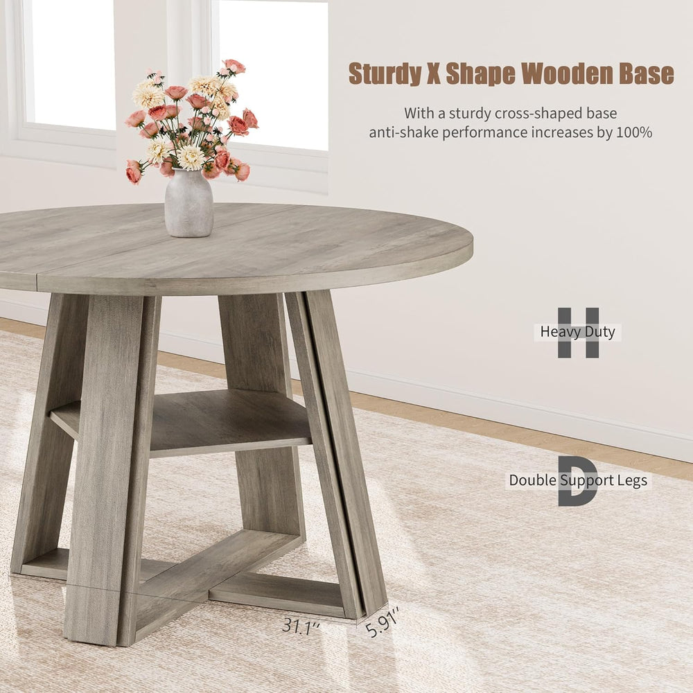 GarveeHome 43.3" Round Dining Table for 2-4 People, Circle Kitchen Table...