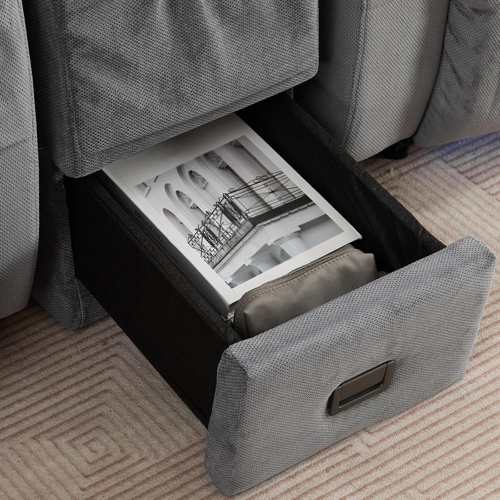 Center Console for Recliner, Fuctional Sofa Side Table with Storage Drawers, ...