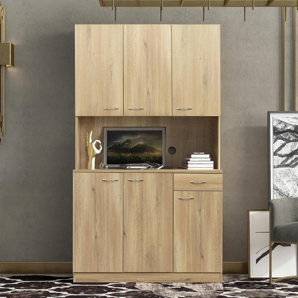 39.37" W Kitchen Pantry Cabinet, Freestanding Farmhouse Storage Cabinet ...