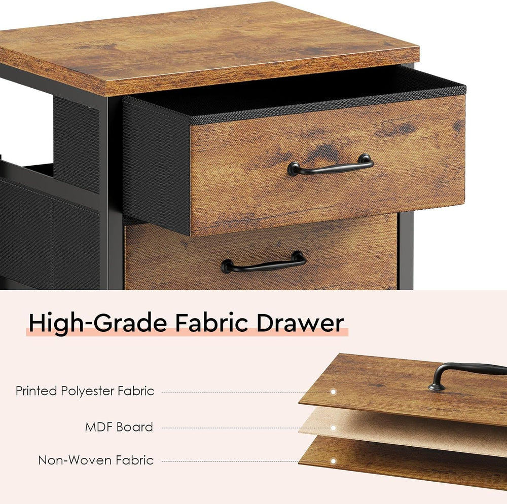 Maihail 3 Drawer File Cabinet with Wheels with Open Storage Shelf, Rustic Brown2