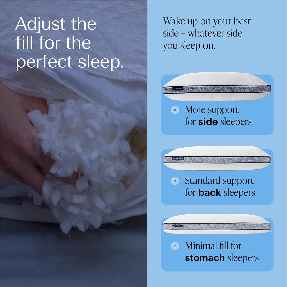 DreamyBlue Gusseted Sapphire Pillow, Shredded Memory Foam, King