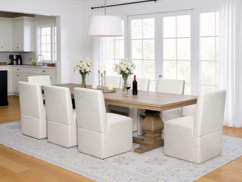 RNKSFX Beige Upholstered Dining Chairs Set of 6, Kitchen & Dining Room Ch...