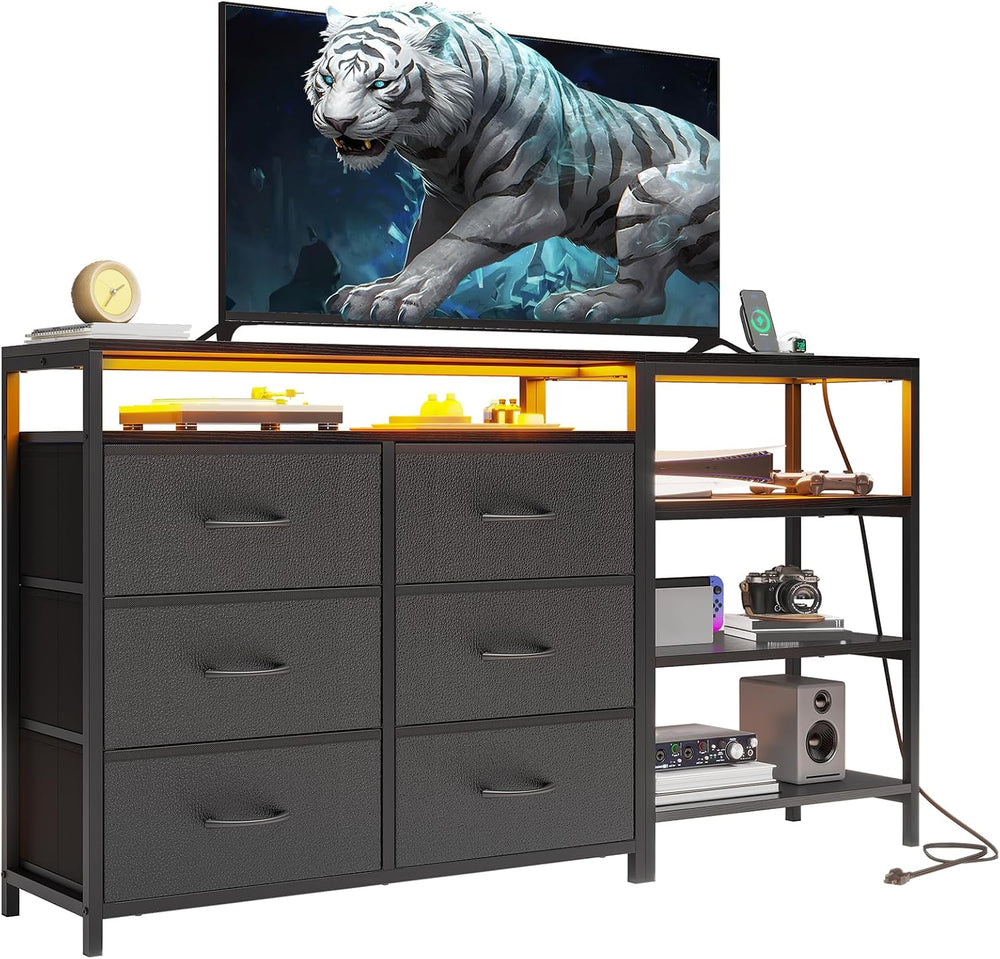 HAUOMS TV Stand for 60 Inch TV,LED Entertainment Center,Black | L Shaped Conv...