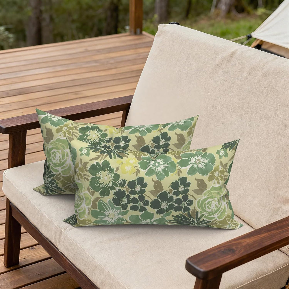 Outdoor Lumbar Pillows 12x20 Inch, Water Repellent Cushion Pillows, Outdoor P...