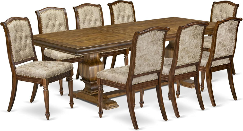 LKMA9-AWA-36 9 Pieces Dining table set includes a Rectangular Dining Table an...