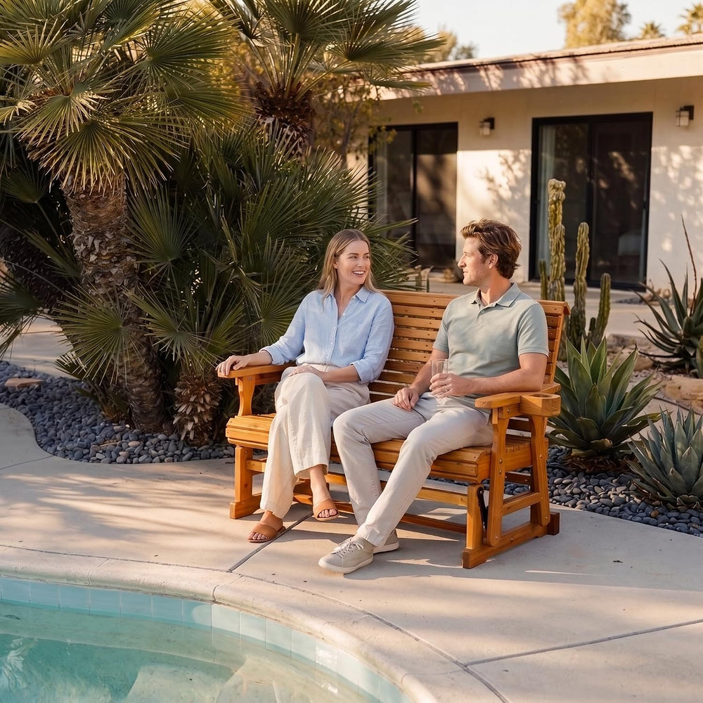Fortune Candy Patio Glider with Cup Holders, High Roll Back and Deep Contoure...